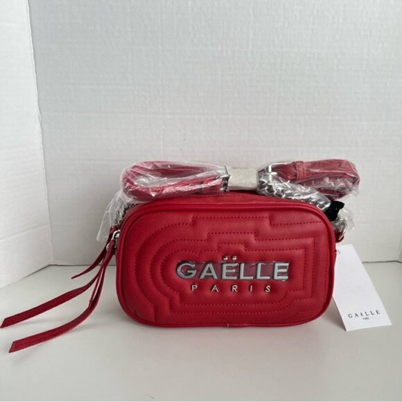 Gaelle Paris Tracollina Logo Cross body Bag - Red/Silver. Size: 8.2" X 5.3" X 2. - Picture 2 of 16